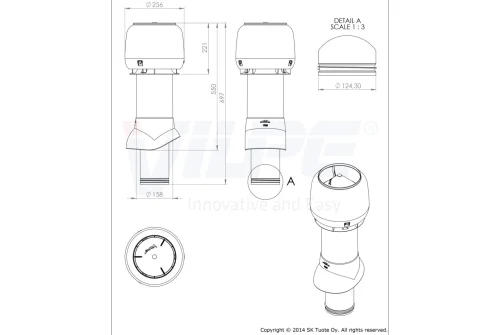 Выход вытяжки с колпаком Vilpe 125/160/500/ИЗ черный