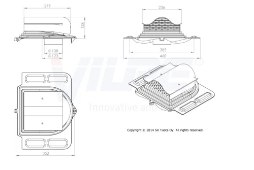 Вентиль кровельный универсальный Vilpe Pelti KTV красный