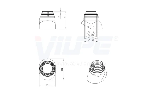 Ворот трубы серый (110-155мм)
