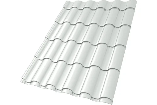 Металлочерепица "Кредо" ("Kredo") v01 0,5 Satin RAL 9003 сигнальный белый