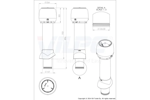 Выход вытяжки с колпаком Vilpe 125/160/700/ИЗ шоколадный