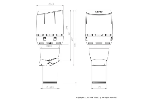 Выход вентиляционный Vilpe Flow 160/ИЗ/500 серый