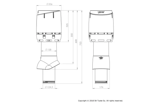Выход вентиляционный Vilpe Flow 125/ИЗ/500 серый