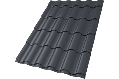 Металлочерепица "Кредо" ("Kredo") v01 0,5 Satin Matt RAL 7024 мокрый асфальт