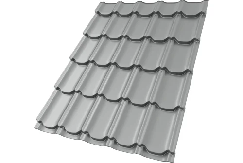 Металлочерепица "Квинта плюс" ("Kvinta plus") 0,5 Satin RAL 9006 бело-алюминиевый