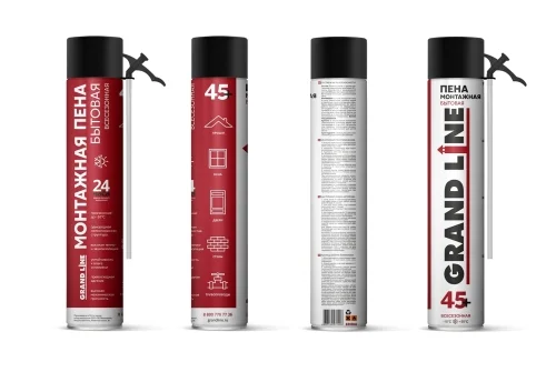 Пена монтажная бытовая Grand Line 45+ всесезонная, 700мл, 680г