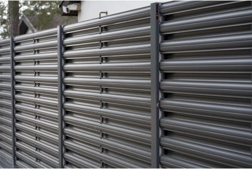 Штакетник Полукруглый Slim с прямым резом 0,45 PE RAL 7024 мокрый асфальт