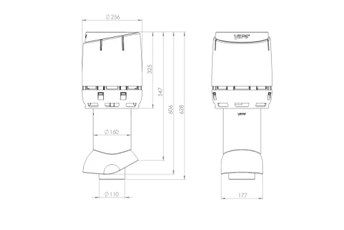 Выход канализации вентиляционный Vilpe Flow 110/160/350 ИЗ черный