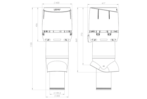 Выход вентиляционный Vilpe Flow XL 200/ИЗ/700 светло-серый