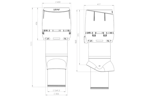 Выход вентиляционный Vilpe Flow XL 250/ИЗ/700 серый