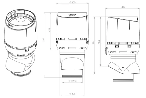 Выход вентиляционный Vilpe Flow XL 250/ИЗ/500 коричневый