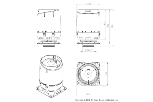 Выход вентиляционный Vilpe Flow 125S с основанием 250x250 черный