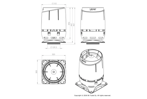 Выход вентиляционный Vilpe Flow 160S с основанием 300x300 коричневый