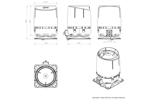 Вентилятор крышный Vilpe Flow Есo110S с основанием 300х300 серый