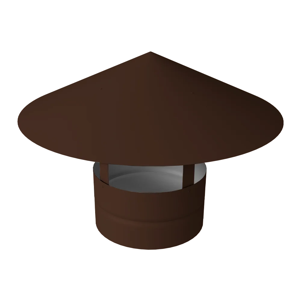 Дымник на трубу круглый d100 0,5 GreenCoat Pural BT с пленкой RR 887 шоколадно-коричневый (RAL 8017 шоколад)