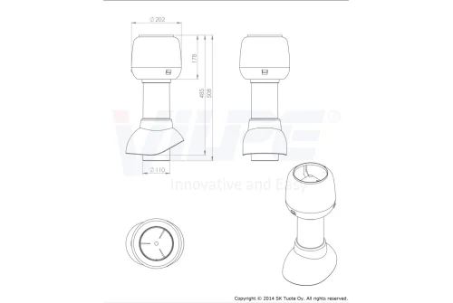 Выход канализации вентиляционный Vilpe Flow 110/300/H антрацит