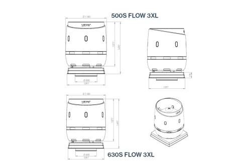 Выход вентиляционный Vilpe Flow 630S с основанием 970x970 черный