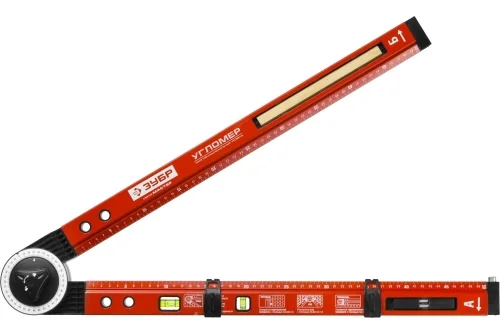 Уровень-угломер Зубр Мастер складной, 2 ампулы (1 поворотная), точность 1мм/м, 500мм (34740)