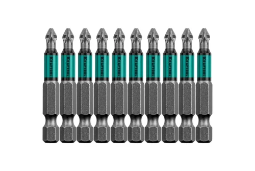 Биты PZ2 Kraftool Optimum Line 50 мм, тип хвостовика E 1/4″ 10шт в блистере (26124-2-50-10)