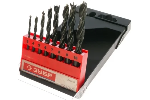 Набор спиральных сверл по дереву Зубр М-образная заточка 8 шт (3-4-5-6-7-8-9-10мм) (29421-H8_z01)
