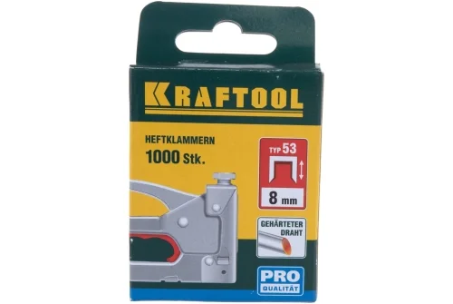 Скобы Kraftool 8 мм для степлера узкие тип 53 1000шт (31670-08)