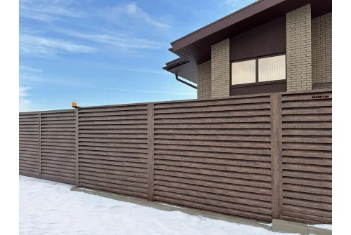 Ламель забора жалюзи Milan new gofr 0,45 Print-Double Elite с пленкой Antique Wood