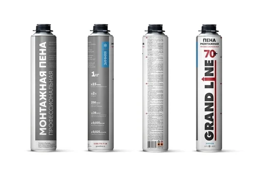 Пена монтажная профессиональная Grand Line 70+ зимняя, 900мл, 1000г