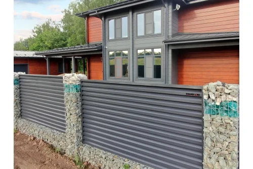 Комплект секции забора жалюзи Milan new 2,0х2,5м 0,45 PE-Double RAL 7024 мокрый асфальт