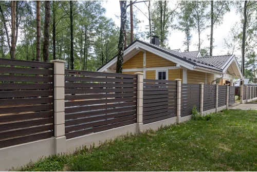 Ламель лицевая стартовая/финишная забора жалюзи Texas 80мм для калиток и ворот (с заполнением ламелями 150) 0,45 Print Elite Coffee Wood TwinColor