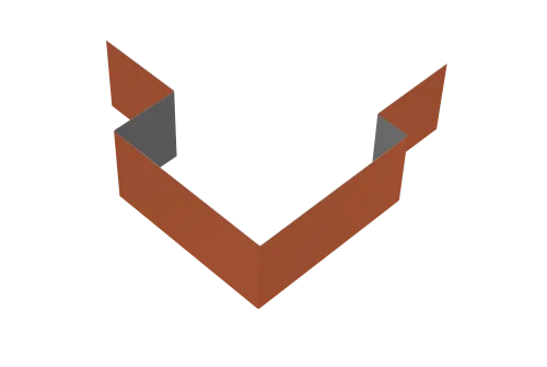 Угол внешний асимметричный фибросайдинга 0,5 Satin с пленкой RAL 8004 терракота (2м)