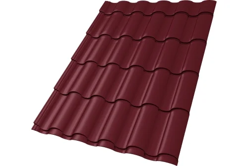 Металлочерепица "Кредо" ("Kredo") v01 0,5 Satin Matt TX RAL 3005 красное вино