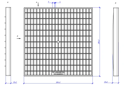Решетка пластиковая для дождеприемника 300х300, класс нагрузки А15 Aquastok (32851)