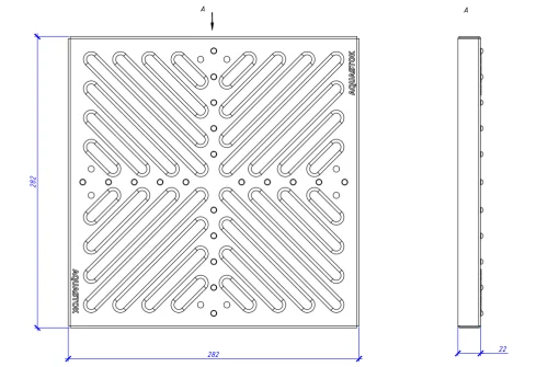 Решетка штампованная оцинкованная для дождеприемника 300х300, класс нагрузки А15 Aquastok (32832)