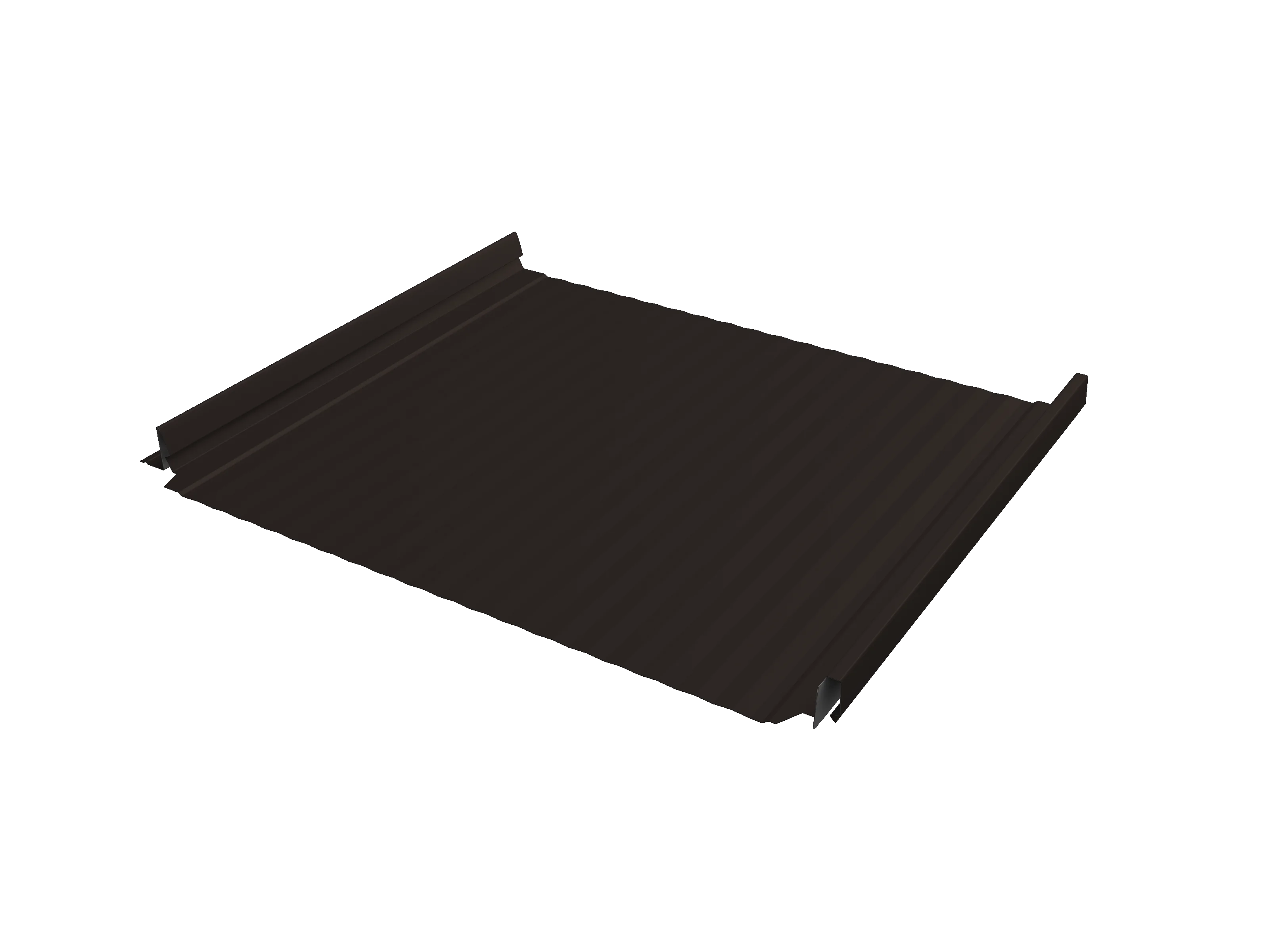 Кликфальц Pro Gofr Grand Line 0,5 GreenCoat Pural BT с пленкой на замках RR 32 темно-коричневый (RAL 8019 серо-коричневый)