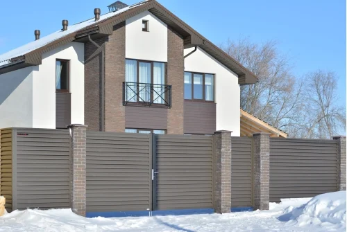 Декоративная накладка на столб универсальная угловая 80х80 для забора жалюзи 0,45 Drap ST RR 32 темно-коричневый (3м)