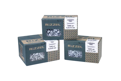 Саморез ПШС Rizzel 4,2х19 (1000шт) шлиц PH2, цинк