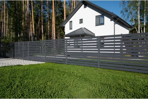 Ламель обратная стартовая/финишная забора жалюзи Texas 50мм для калиток и ворот (с заполнением ламелями 150) 0,45 PE-Double RAL 7024 мокрый асфальт