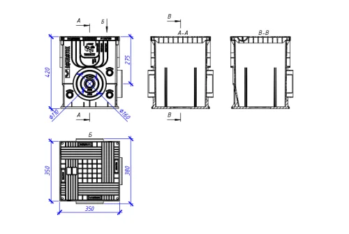 Колодец коммуникационный Master Aquastok 350х350х420 с крышкой (4355)