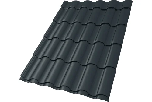 Металлочерепица "Кредо" ("Kredo") v01  0,5 PurLite Matt RAL 7016 антрацитово-серый
