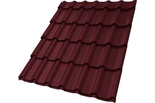 Металлочерепица Классик ("Classic") v01 0,5 Satin RAL 3005 красное вино