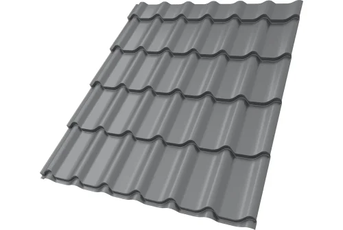 Металлочерепица Классик ("Classic") v01 0,5 Satin RAL 7004 сигнальный серый
