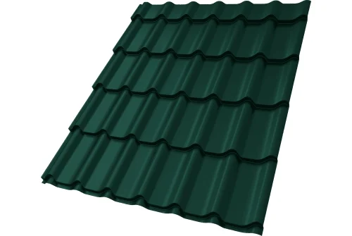 Металлочерепица Классик ("Classic") v01 0,5 Satin RAL 6005 зеленый мох