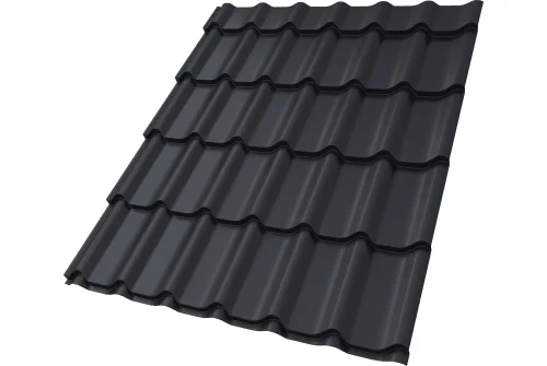 Металлочерепица Классик ("Classic") v01 0,5 Satin RAL 7024 мокрый асфальт