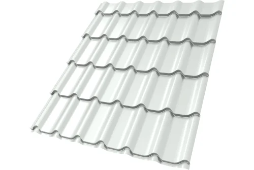Металлочерепица Классик ("Classic") v01 0,5 Satin RAL 9003 сигнальный белый