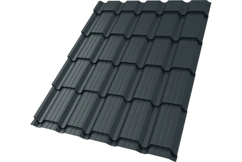 Металлочерепица "Квадро профи (Верховье)" ("Quadro Profi") v01 0,5 PurLite Matt RAL 7016 антрацитово-серый