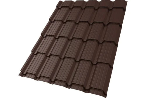 Металлочерепица "Квадро профи (Верховье)" ("Quadro Profi") v01 0,5 PurPro Matt 275 RAL 8017 шоколад
