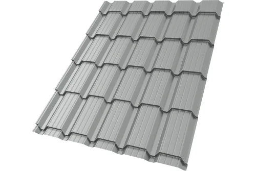 Металлочерепица "Квадро профи (Верховье)" ("Quadro Profi") v01 0,5 Satin RAL 9006 бело-алюминиевый