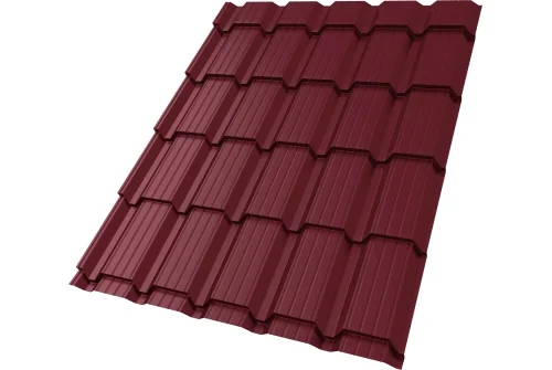 Металлочерепица "Квадро профи (Верховье)" ("Quadro Profi") v01 0,5 Satin Matt TX RAL 3005 красное вино